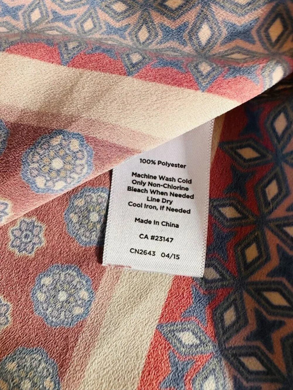 Talbots Boho Multicolor Geometric Print Blouse XL 3/4 Sleeves Elevated Office